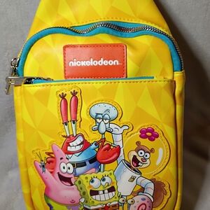 Spongebob Nickelodeon Vegan Leather Crossbody Sling Bag with Adjustable Straps
